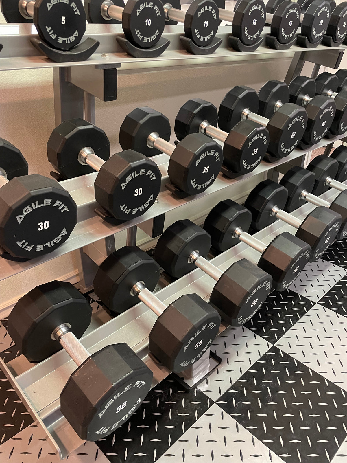 AgileFit Urethane 12 Sided Dumbbell Set 5-50lb AgileFit Urethane 12 Sided Dumbbell Set 5-50lb